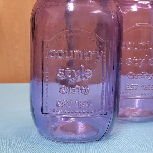 Lot 3 Purple Mason Canning Jars Pint Regular Country Style Decor - Picture 2 of 5